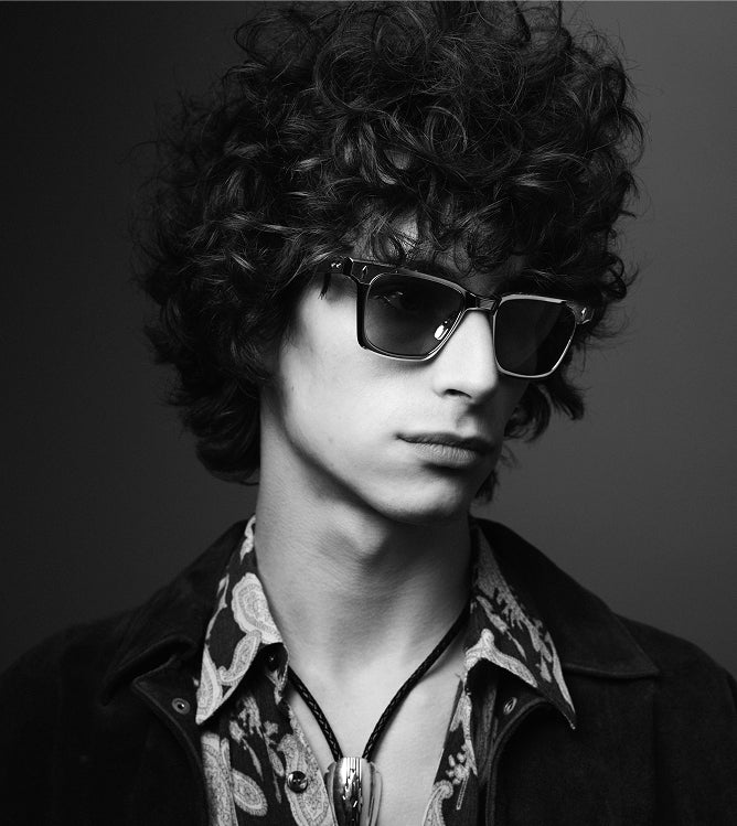 Jacques Marie Mage black-and-white sunglasses campaign portrait